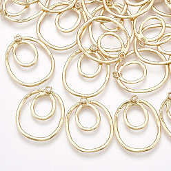 Real 18K Gold Plated Brass Filigree Pendants, Oval, Real 18K Gold Plated, 22x18x2mm, Hole: 1mm