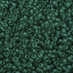 (RR147F) Matte Transparent Emerald MIYUKI Round Rocailles Beads, Japanese Seed Beads, (RR147F) Matte Transparent Emerald, 11/0, 2x1.3mm, Hole: 0.8mm, about 1100pcs/bottle, 10g/bottle