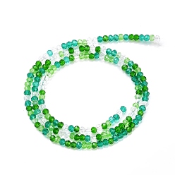 Зеленый Стеклянные бусины, граненые, рондель, зелёные, 2~3.2x1.8~2.6 мм, отверстие : 0.8 мм, около 185~186 шт / нитка, 15.55~15.75 дюйм (39.5~40 см)
