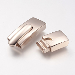 Rose Gold 304 Stainless Steel Bayonet Clasps, Rectangle, Rose Gold, 35.7x8.2x6mm, Hole: 6x4mm