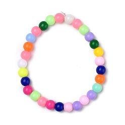Mixed Color Opaque Acrylic Beaded Stretch Kids Bracelets, Mixed Color, 43mm