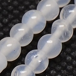 Белый Естественно агат круглых бусин прядь, окрашенные, белые, 6 мм, отверстие : 1 мм, около 62 шт / нитка, 14.96 дюйм