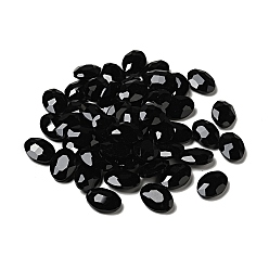 Black Glass Pointed Back Rhinestone, Faceted, Oval, Black, 13x18x5mm