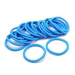Deep Sky Blue Girl's Hair Accessories, Nylon Thread Elastic Fiber Hair Ties, Ponytail Holder, Deep Sky Blue, 44mm