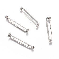Stainless Steel Color 304 Stainless Steel Brooch Pin Back Bar Findings, Stainless Steel Color, 38x5x6mm, Pin: 0.8mm