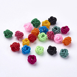 Mixed Color Polyester Weave Beads, Round, Mixed Color, 6x5mm, Hole: 4mm, about 200pcs/bag