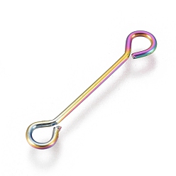 Rainbow Color Ion Plating(IP) 304 Stainless Steel Eye Pins, Double Sided Eye Pins, Rainbow Color, 16x3x0.5mm, Hole: 1.6mm