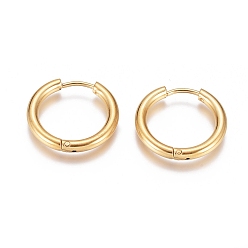 Golden Ion Plating(IP) 304 Stainless Steel Huggie Hoop Earrings, with 316 Surgical Stainless Steel Pin, Ring, Golden, 19x2.5mm, 10 Gauge, Pin: 0.9mm