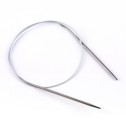 Stainless Steel Color Steel Wire Stainless Steel Circular Knitting Needles and Random Color Plastic Tapestry Needles, More Size Available, Stainless Steel Color, 800x1.5mm, 2pcs/bag