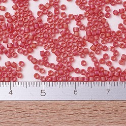 (DB0856) Matte Transparent Red Orange AB MIYUKI Delica Beads, Cylinder, Japanese Seed Beads, 11/0, (DB0856) Matte Transparent Red Orange AB, 1.3x1.6mm, Hole: 0.8mm, about 10000pcs/bag, 50g/bag