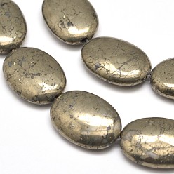 Pyrite Oval Natural Pyrite Beads Strands, 18x13x6mm, Hole: 1mm, about 22pcs/strand, 15.7 inch