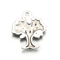 Antique Silver Tree of Life Tibetan Style Alloy Pendants, Cadmium Free & Lead Free, Antique Silver, 22x17x2.5mm, Hole: 2mm