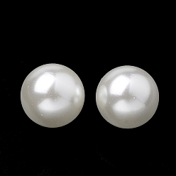 Beige Perles de verre écologiques, haut lustre, Grade a, pas de trou / rond non percé, beige, 16mm