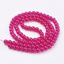 Mixed Color Imitation Jade Glass Beads Strands, Spray Painted, Round, Mixed Color, 8mm, Hole: 1.3~1.6mm, about 100pcs/strand, 31.4 inch