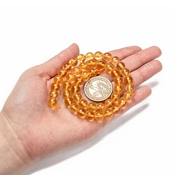 Citrine Natural Citrine Beads Strands, Round, Dyed & Heated, 8mm, Hole: 1mm, about 47pcs/strand, 14.9 inch