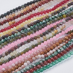 Mixed Color Natural Mixed Gemstone and Dyed Jade Beads Strands, Round, Mixed Color, 4mm, Hole: 1mm, about 95pcs/strand, 15.5 inch
