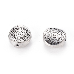 Antique Silver Tibetan Style Alloy Beads, Lead Free and Cadmium Free, Flat Round with Star, Antique Silver, about 10mm in diameter, 4mm thick, hole: 1.5mm