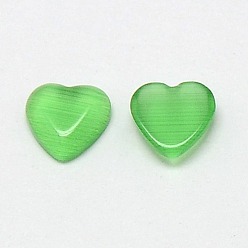 Vert Mer Moyen Cabochons oeil de chat, cœur, vert de mer moyen, 10x10x2.5mm