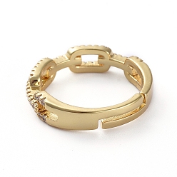 Золотой Регулируемые латунные пальцевые кольца, с микро проложить кубического циркония, прозрачные, золотые, размер США 7 (17.3 мм)