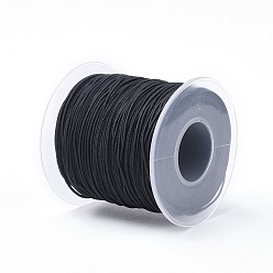 Black Round Elastic Cord Wrapped by Nylon Thread, Black, 0.6mm, about 65.61 yards(60m)/roll