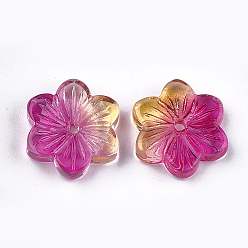 Coloré Perles de verre imprimées , fleur, colorées, 15x13.5x3.5mm, Trou: 1mm