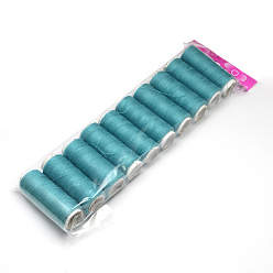 Dark Turquoise 402 Polyester Sewing Thread Cords for Cloth or DIY Craft, Dark Turquoise, 0.1mm, about 120m/roll, 10rolls/bag