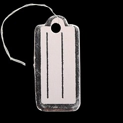 Silver Rectangle Jewelry Display Paper Price Tags, with Cotton Cord, Silver, 22x10x0.2mm, Hole: 2mm, 500pcs/bag