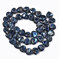 Стально-синий Натуральные имперские нитки из бисера яшмы, сердце, окрашенные, стальной синий, 9~10x10x5 мм, отверстие : 1.2 мм, около 44~45 шт / нитка, 15.55~15.94 дюйм (39.5~40.5 см)