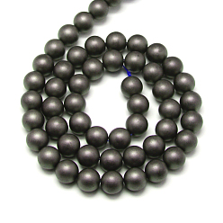 Non-magnetic Hematite Frosted Non-magnetic Synthetic Hematite Round Bead Strands, Grade AA, 4mm, Hole: 0.8mm, about 100pcs/strand, 16 inch