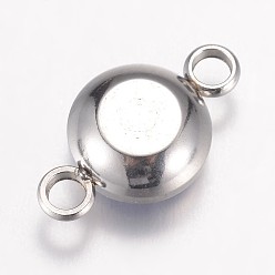 Lilac K9 Glass Links connectors, Faceted, with 304 Stainless Steel Findings, Flat Round, Stainless Steel Color, Lilac, 17.5x10x6.5mm, Hole: 2.5mm