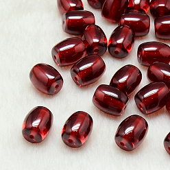 Dark Red Resin Beads, Barrel, Imitation Jade, Dark Red, 14x12mm, Hole: 2mm