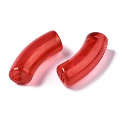 Red Acrylic Beads, Imitation Gemstone, Curved Tube, Red, 34.5x13x11mm, Hole: 3.5mm, about 155pcs/500g