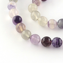 Fluorite Round Natural Fluorite Beads Strands, 8mm, Hole: 1mm, about 50pcs/strand, 15.7 inch