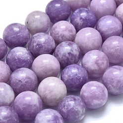 Lepidolite Natural Lepidolite/Purple Mica Stone Beads Strands, Round, 9.5~10mm, Hole: 0.8mm, about 40pcs/strand, 14.96 inch(38cm)