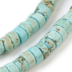 Sky Blue Natural Magnesite Beads Strands, Dyed, Heishi Beads, Flat Round/Disc, Sky Blue, 3.5~4x2mm, Hole: 0.8mm, about 180~192pcs/strand, 15.7 inch(40cm)