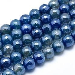 Agate Naturelle Galvaniques perles en agate naturelle brins, ronde, facette, 8mm, Trou: 1mm, Environ 48~49 pcs/chapelet, 15.1~15.5 pouce (38.5~39.5 cm)