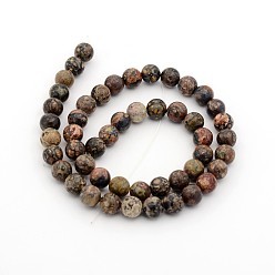 Léopard Brins de perles rondes en jaspe en peau de léopard naturel, 3mm, Trou: 0.6~0.7mm, Environ 135 pcs/chapelet, 15.7 pouce