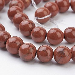 FireBrick Natural Red Jasper Round Beads Strands, FireBrick, 8mm, Hole: 1mm, about 47pcs/strand, 16 inch