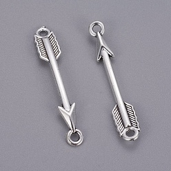 Antique Silver Tibetan Style Alloy Arrow Links connectors, Cadmium Free & Lead Free, Antique Silver, 37x6x2mm, Hole: 2mm