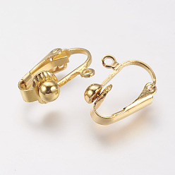Golden Brass Clip-on Earring Findings, Golden, 17x14x7mm, Hole: 1mm