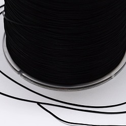 Black Flat Elastic Crystal String, Elastic Beading Thread, for Stretch Bracelet Making, Black, 0.6mm, about 328.08 yards(300m)/roll