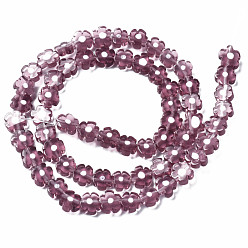 Rose Vieux Main millefiori perles de verre brins, fleur, vieux rose, 5.5~8x2.5mm, Trou: 1mm, Environ 64~67 pcs/chapelet, 15.75 pouces ~ 16.34 pouces (40~41.5 cm)