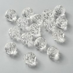 Clear Transparent Acrylic Beads, Melon Shaped, Clear, 15mm, Hole: 2mm, about 220pcs/500g