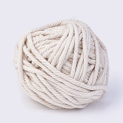 WhiteSmoke Macrame Cotton Cord, Twisted Cotton Rope, for Wall Hanging, Plant Hangers, Crafts and Wedding Decorations , WhiteSmoke, 5mm, about 54.68 yards(50m)/roll
