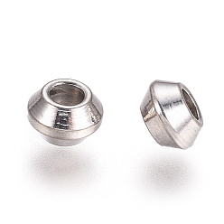 Stainless Steel Color Rondelle 304 Stainless Steel Spacer Beads, Stainless Steel Color, 4x2.5mm, Hole: 1.6mm