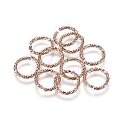 Rose Gold 304 Stainless Steel Jump Rings, Open Jump Rings, Twisted, Rose Gold, 16 Gauge, 10x1.3mm, Inner Diameter: 8mm