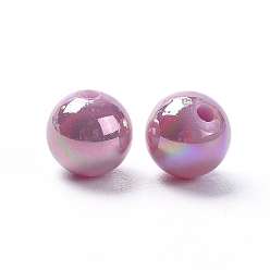 Purple Eco-Friendly Poly Styrene Acrylic Beads, AB Color Plated, Round, Purple, 8mm, Hole: 1mm, about 2000pcs/500g