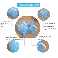 Coloré Boîte de rangement détachable en plastique pp portable rectangulaire, avec trois couches et poignée, 18 boîtes de rangement de compartiment, colorées, 15x16.5x13.5 cm