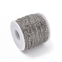Stainless Steel Color 304 Stainless Steel Cable Chains, Soldered, with Spool, Flat Oval, Stainless Steel Color, 3.5x2.5x0.6mm, about 164.04 Feet(50m)/roll