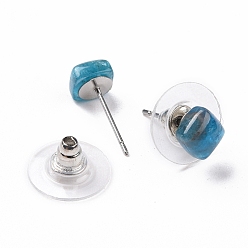 Apatite Natural Apatite Ear Studs, with 304 Stainless Steel Ear Studs, 15.5x6x6mm, Pin: 0.6mm